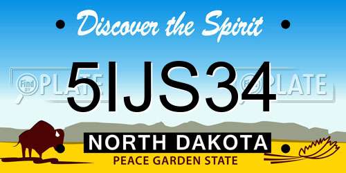 5IJS34 North Dakota License Plate