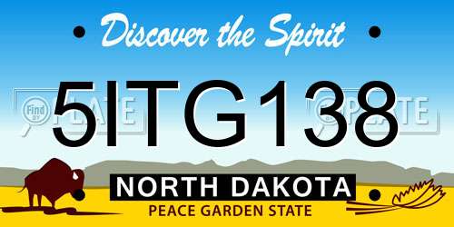 5ITG138 North Dakota License Plate