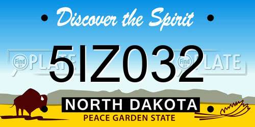 5IZ032 North Dakota License Plate