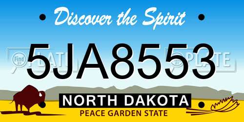 5JA8553 North Dakota License Plate