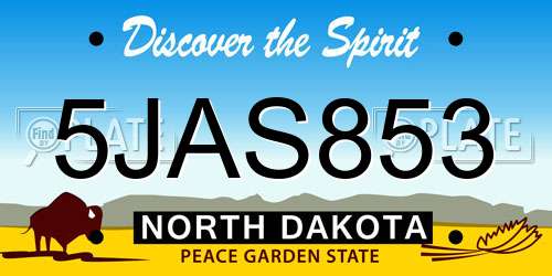 5JAS853 North Dakota License Plate