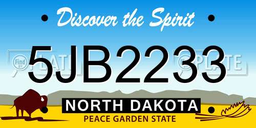 5JB2233 North Dakota License Plate