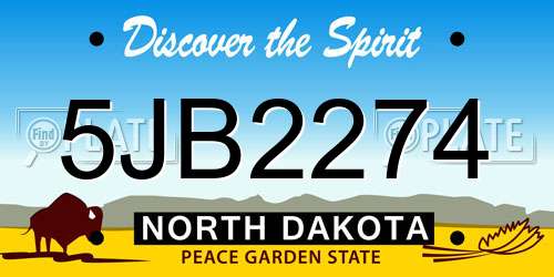 5JB2274 North Dakota License Plate