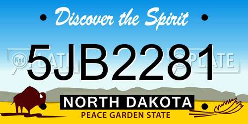 5JB2281 North Dakota License Plate