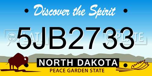 5JB2733 North Dakota License Plate