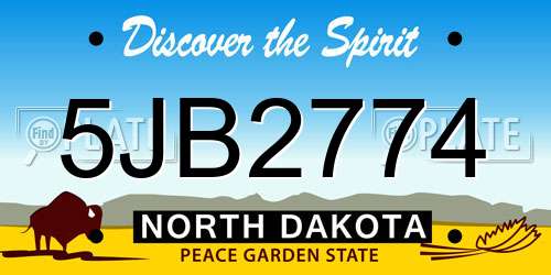 5JB2774 North Dakota License Plate