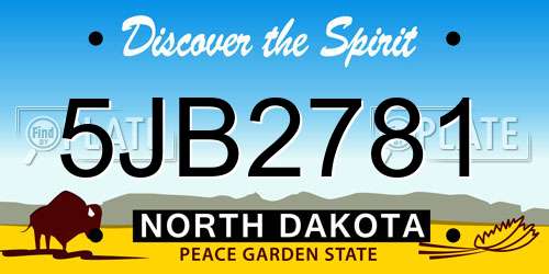 5JB2781 North Dakota License Plate