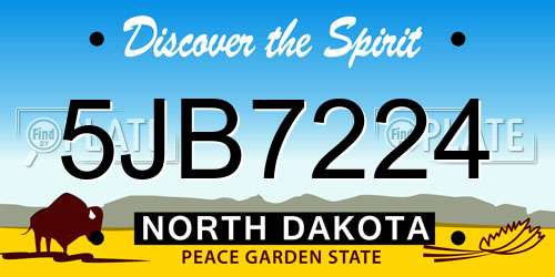 5JB7224 North Dakota License Plate