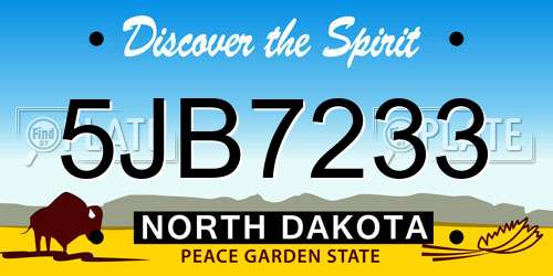 5JB7233 North Dakota License Plate