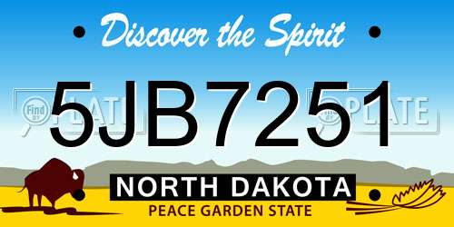 5JB7251 North Dakota License Plate