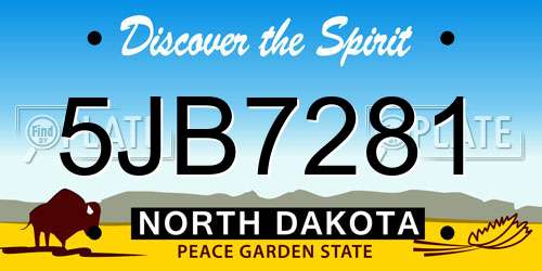 5JB7281 North Dakota License Plate