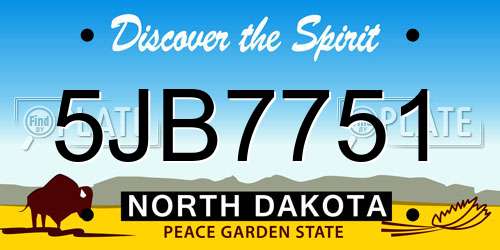 5JB7751 North Dakota License Plate