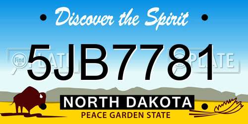 5JB7781 North Dakota License Plate