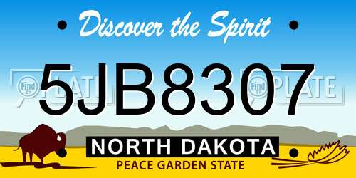 5JB8307 North Dakota License Plate