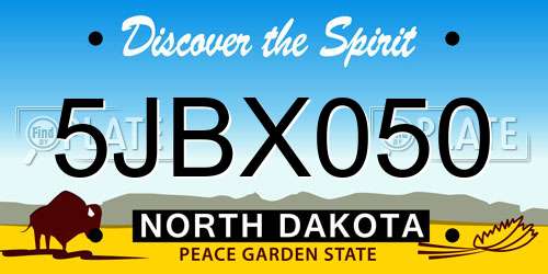 5JBX050 North Dakota License Plate