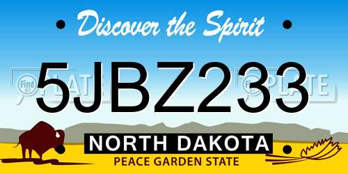 5JBZ233 North Dakota License Plate