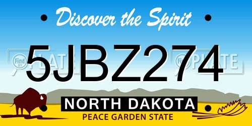 5JBZ274 North Dakota License Plate