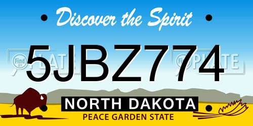 5JBZ774 North Dakota License Plate