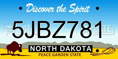 5JBZ781 North Dakota License Plate