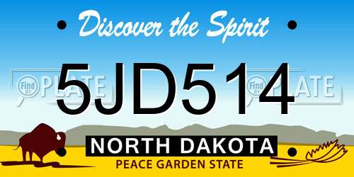 5JD514 North Dakota License Plate