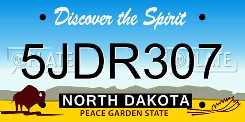 5JDR307 North Dakota License Plate