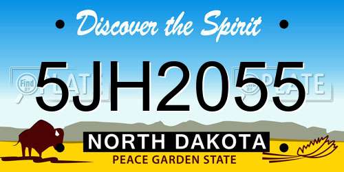5JH2055 North Dakota License Plate
