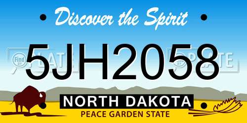 5JH2058 North Dakota License Plate