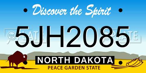 5JH2085 North Dakota License Plate