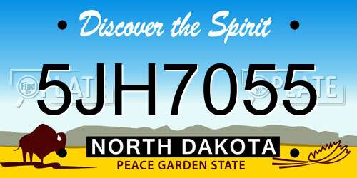 5JH7055 North Dakota License Plate