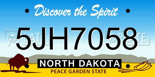 5JH7058 North Dakota License Plate