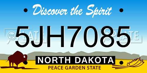 5JH7085 North Dakota License Plate