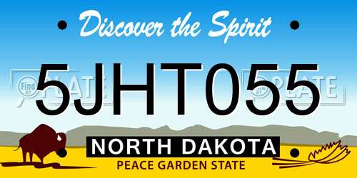 5JHT055 North Dakota License Plate