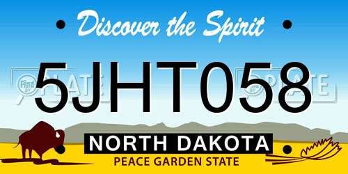 5JHT058 North Dakota License Plate