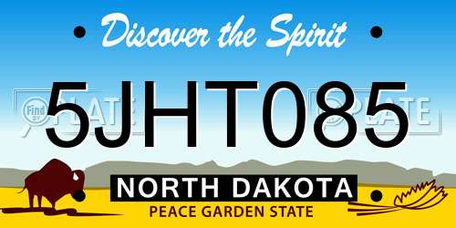 5JHT085 North Dakota License Plate