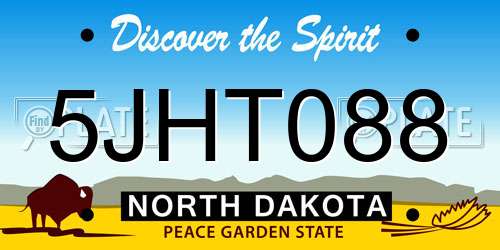 5JHT088 North Dakota License Plate