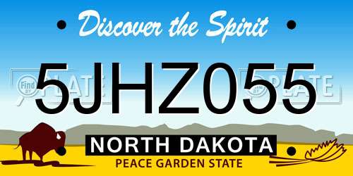 5JHZ055 North Dakota License Plate