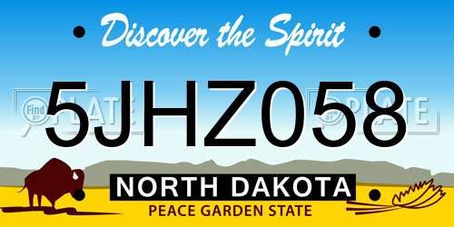 5JHZ058 North Dakota License Plate
