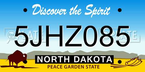 5JHZ085 North Dakota License Plate