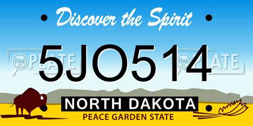 5JO514 North Dakota License Plate