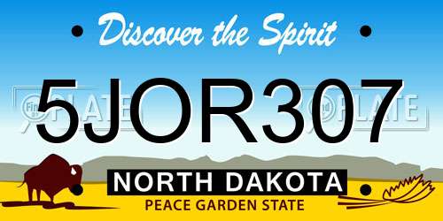 5JOR307 North Dakota License Plate