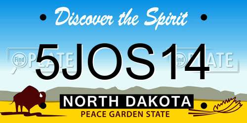 5JOS14 North Dakota License Plate