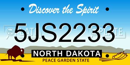 5JS2233 North Dakota License Plate