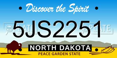 5JS2251 North Dakota License Plate