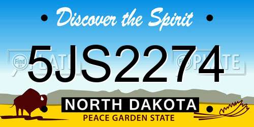 5JS2274 North Dakota License Plate