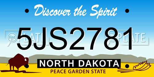 5JS2781 North Dakota License Plate