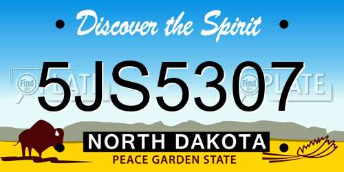 5JS5307 North Dakota License Plate