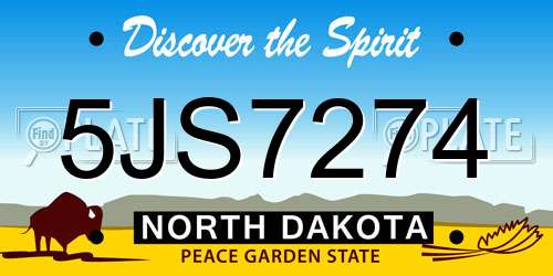 5JS7274 North Dakota License Plate