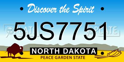 5JS7751 North Dakota License Plate