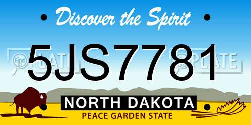 5JS7781 North Dakota License Plate