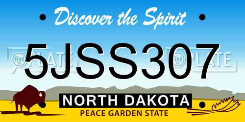 5JSS307 North Dakota License Plate